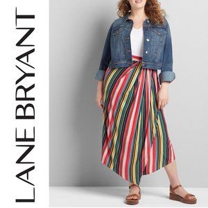 Multicolor Striped Asymmetrical Midi Pull-on Skirta